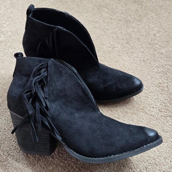 NEW Coconuts by Matisse Black Miranda Fringe Ankle Boot Booties Size 8 M - Picture 2 of 11